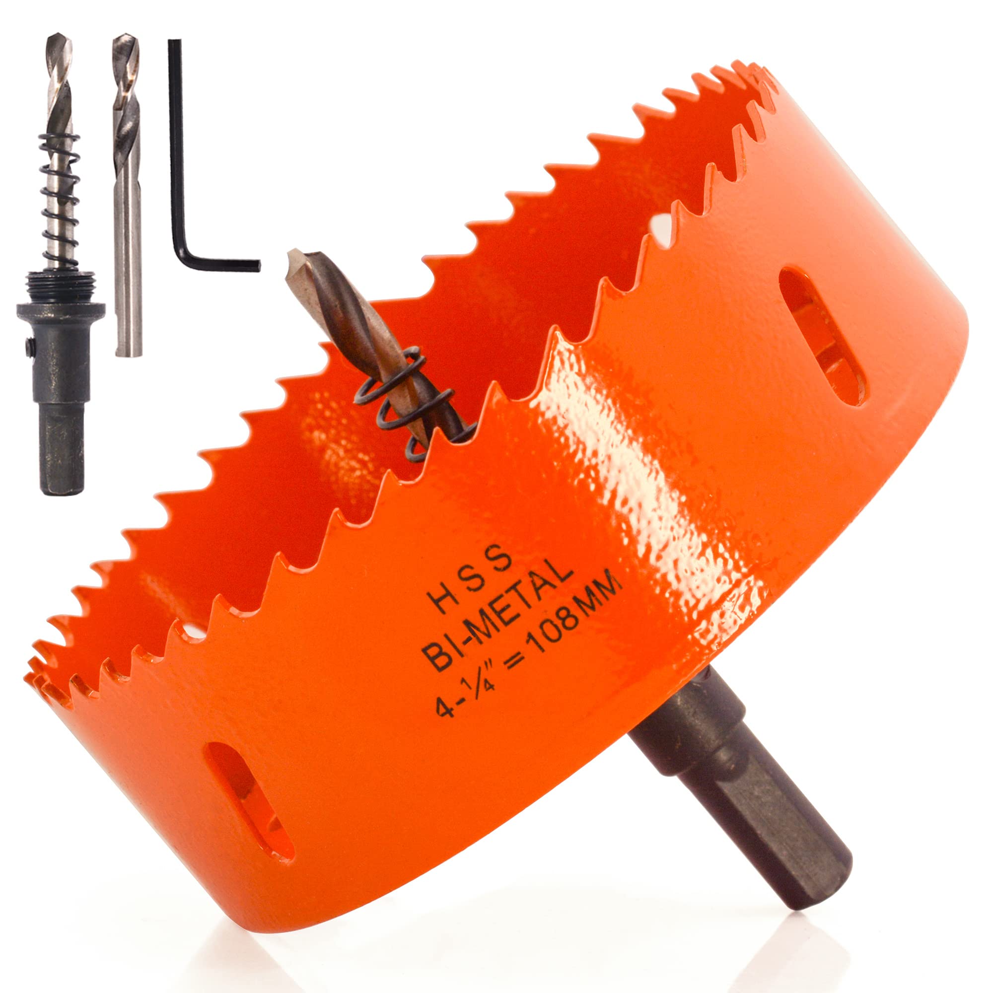 Koopi 4 1/4 inch Hole Saw with Arbor, HSS Bi-Metal 4.25 in Hole Cutter for Easily Drilling Wood, Plastic, Thin Metal