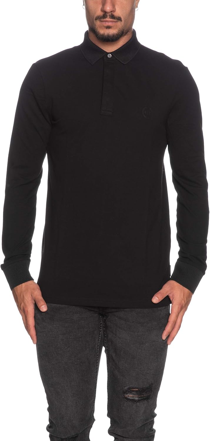 Armani Exchange Long Sleeve Pique Polo Black