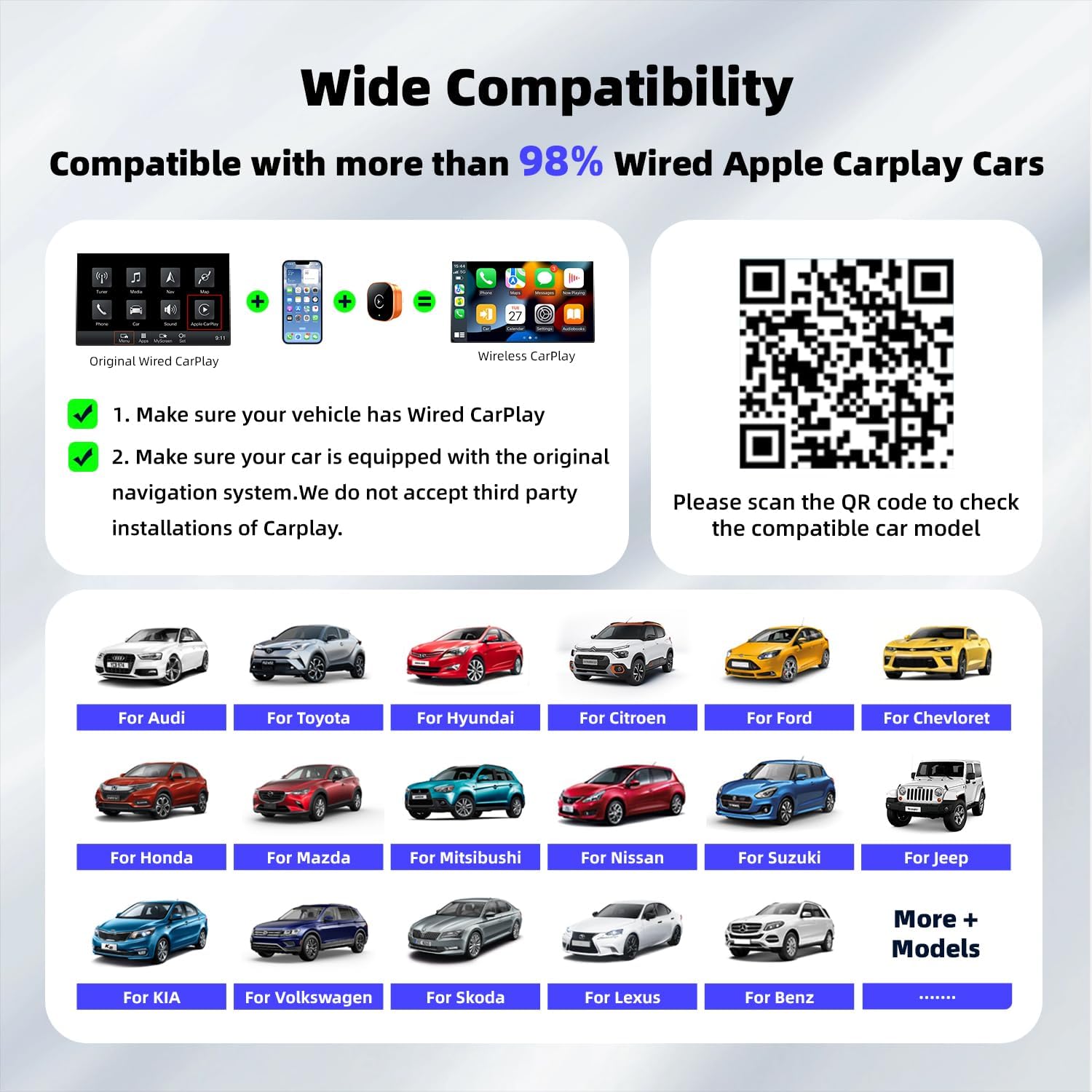 【2026 Upgarded】 Wireless CarPlay Adapter for iPhone, Mini USB Design for Cars with Wired CarPlay, Fast Connection,5.8GHz WiFi, Compatible with iOS 10+ & iPhone 6+, USB/Type C,Plug and Play（Orange） - Image 5