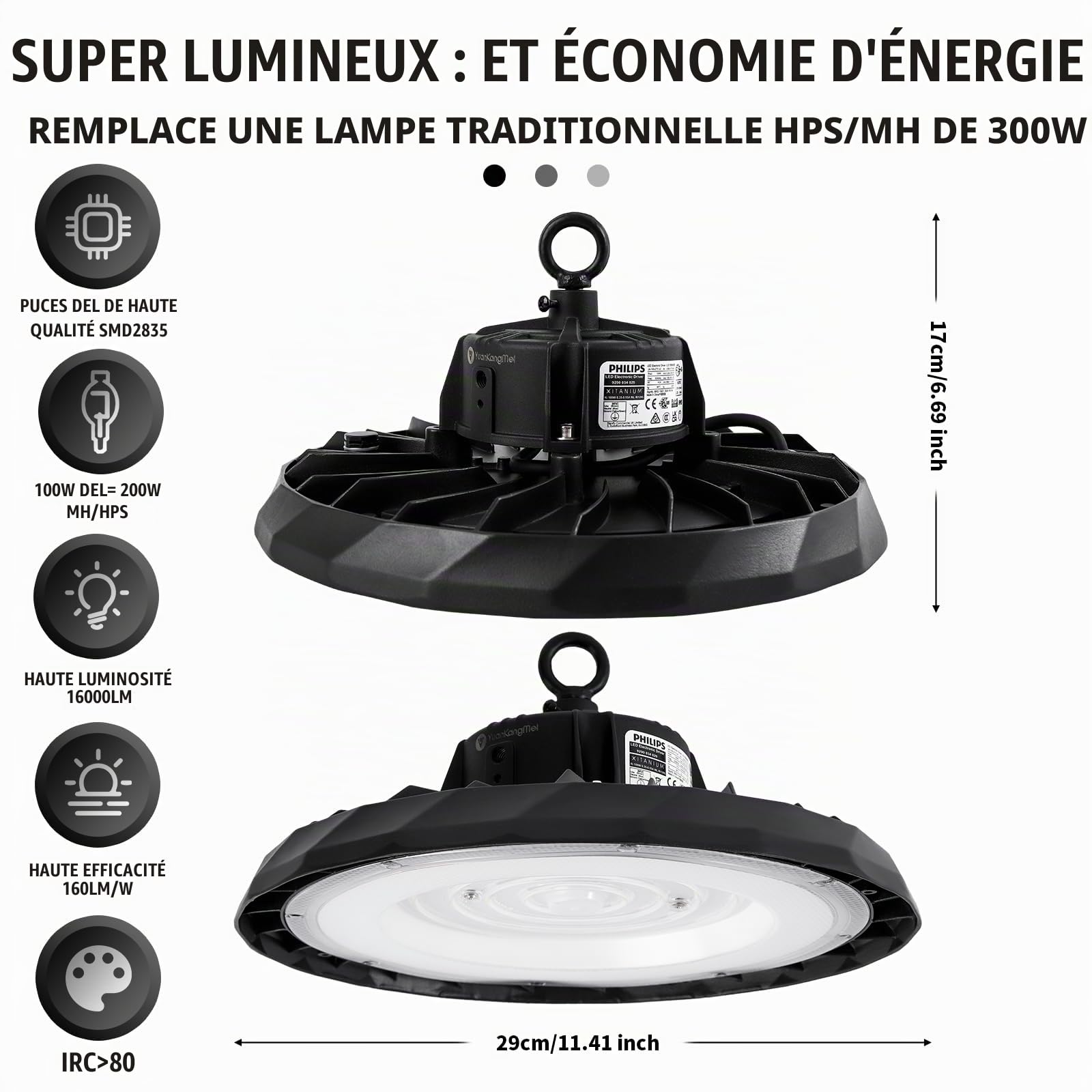 Lampe de Salle Résistante à l'Eau, 100W