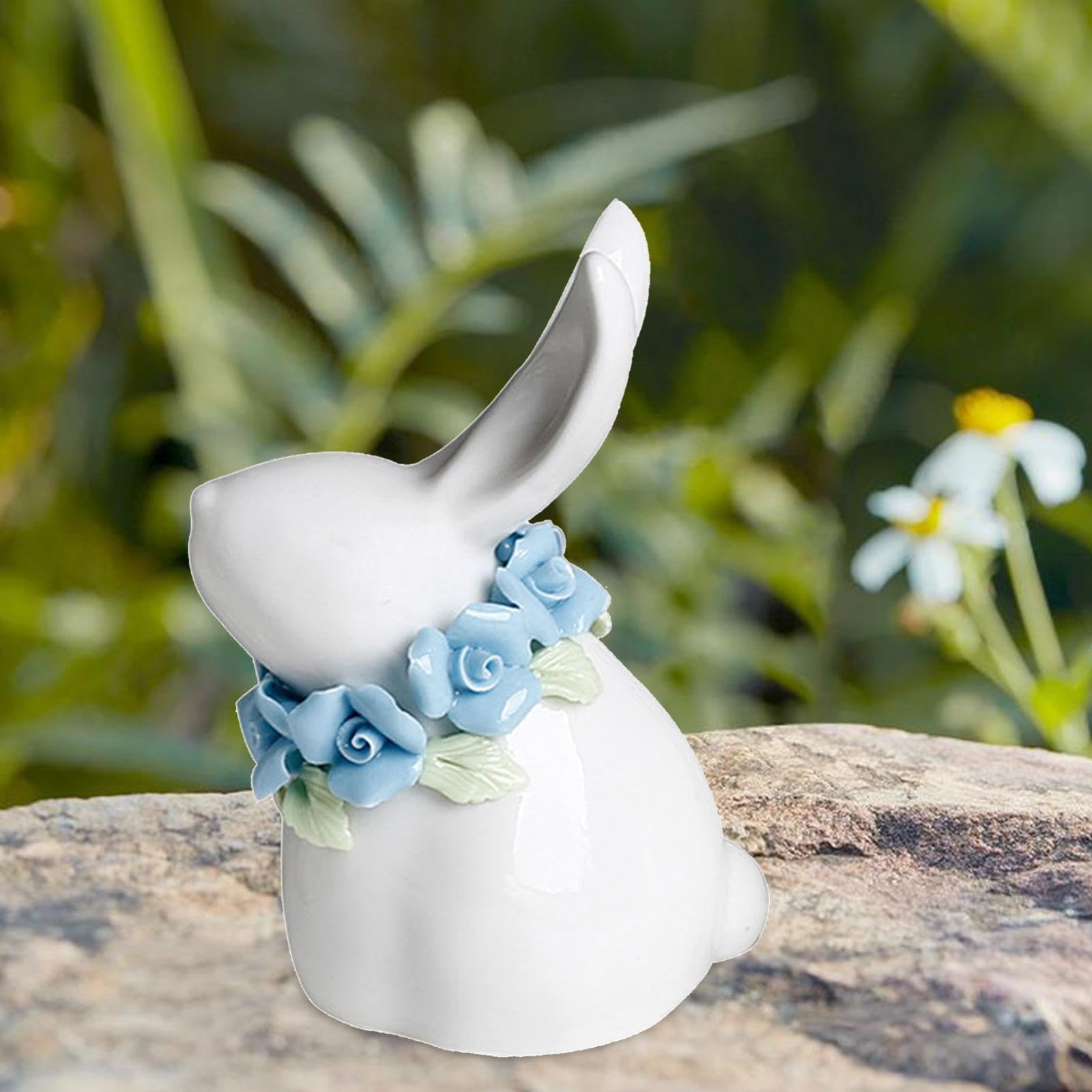 Paquete de 5 Estatuas de Conejos, Colección de Figuras de Animales, Esculturas de Conejos, Decoración de Mesa para Sala de Estar, Estantería O, 6 Piezas