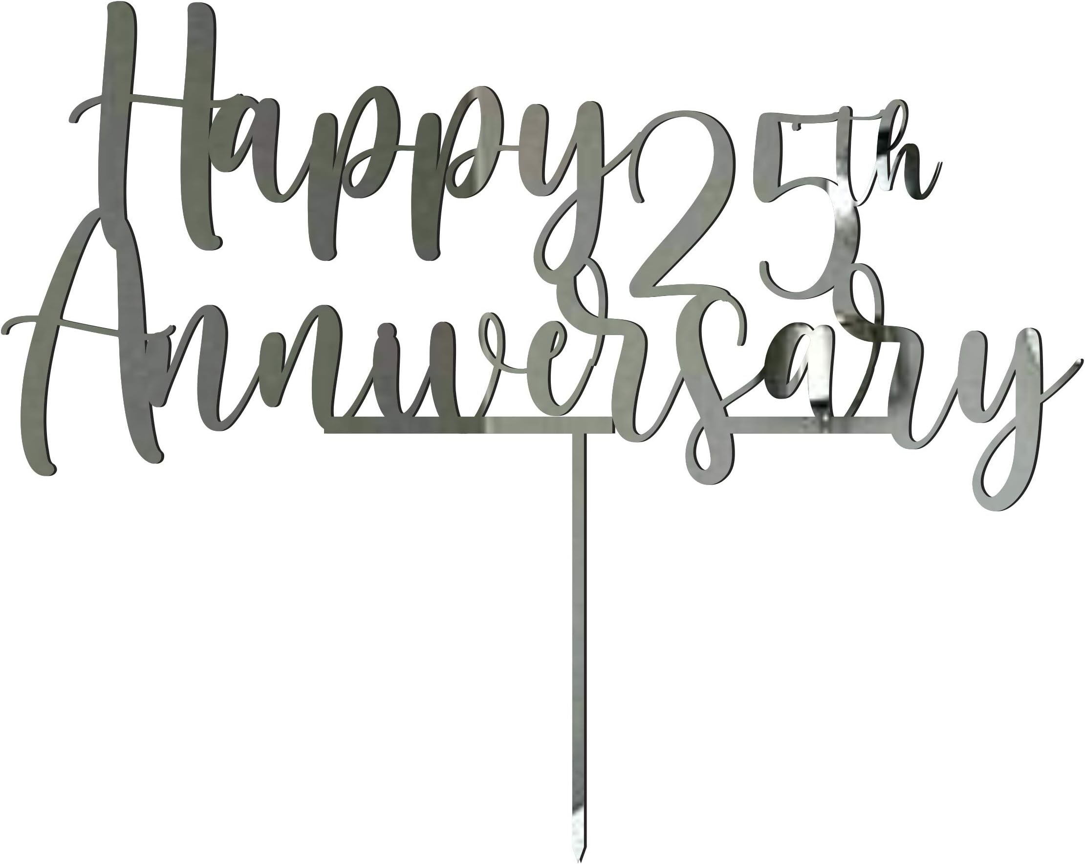 Creatick Studio "Happy Anniversary" Cake Topper /Cake Decoration Item / Special Cake Decoration for Kids Wife Husband Friend Cousin - Pack of 1 (Silver)
