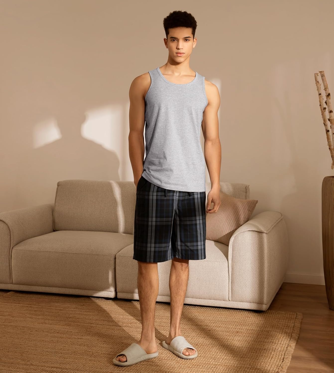 LAPASA Men's 100% Cotton Tank Top Ultra Soft Sleeveless Crewneck Breathable A-Shirts Basic Solid Undershirts Vest 4 Pack M36 - Image 3