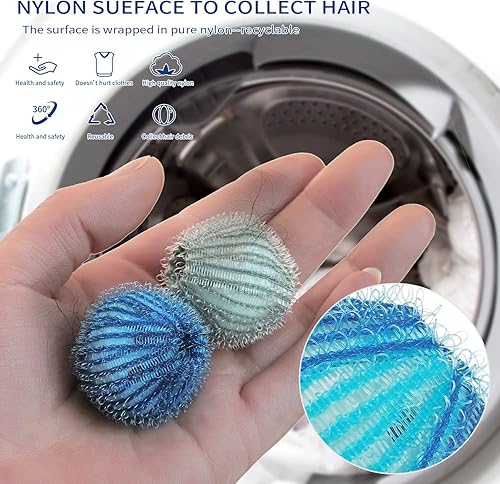 Miniatura 7 de Removedor de pelo de mascotas para lavandería, 12 unidades no tóxicas para eliminar pelusas, bolas de lavado reutilizables, secador de pelo de
