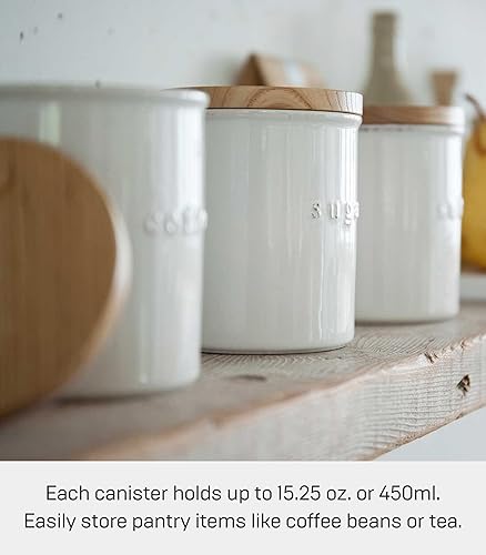 Miniatura 4 de Yamazaki Home Tosca - Recipiente de cerámica para alimentos secos, organizador de contenedores de cocina, color blanco