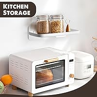 Vista 3 de 2 Pack Adhesive Floating Shelves No Drill Small Floating Shelf for Wall Storage Damage-Free Wall Mounted Organizer for Bathroom, Kitchen, Bedroom &