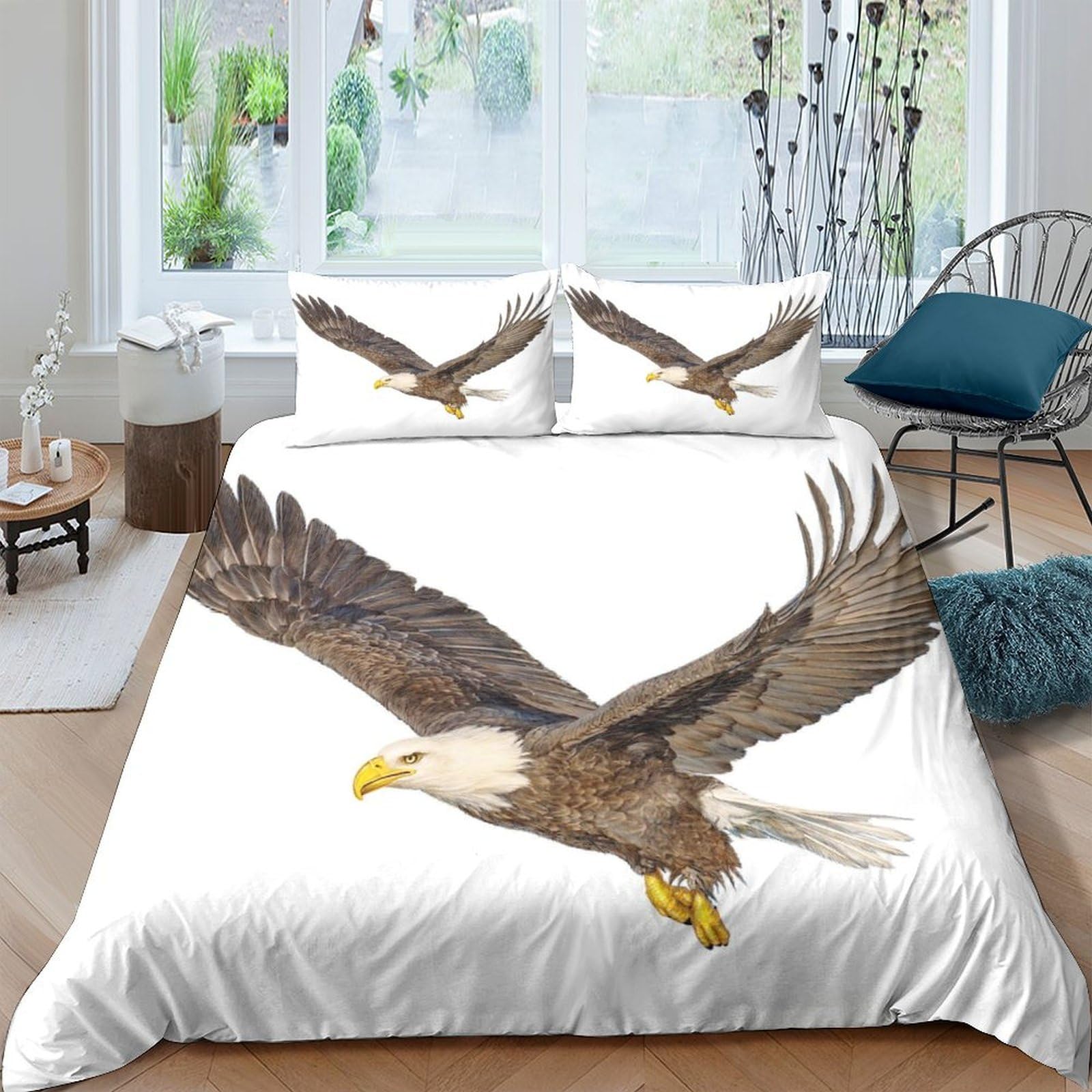Ctjqhvkz Style-7 3D Printed Bald Eagle Fitted Sheet Microfiber Soft Breathable Flying Eagle Mattress Cover For Bedroom Dorm Decor Single（135X200cm）