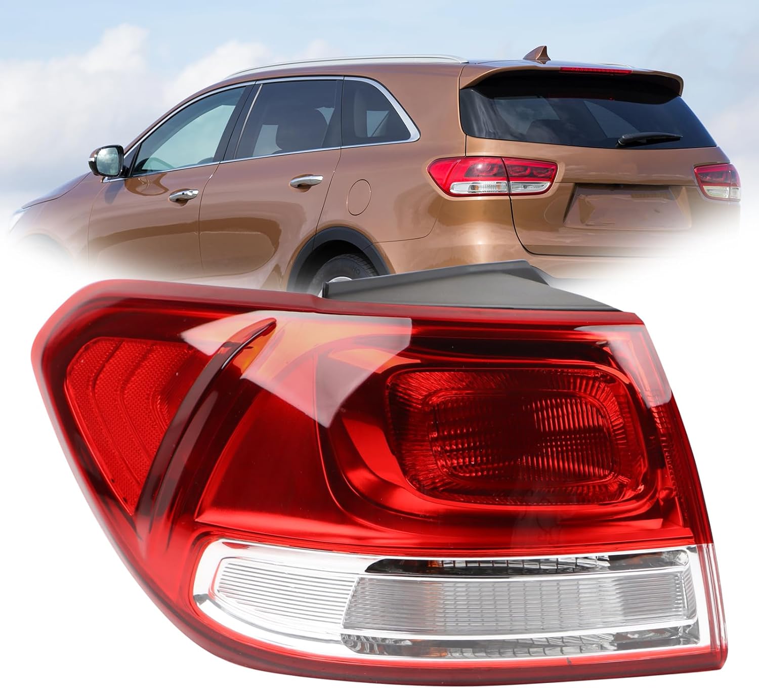 LH Halogen Outer Tail Light Assembly Compatible with 2016-2018 Kia Sorento Tail Lamp Left Driver Side Replacement KI2804119 92401C6000