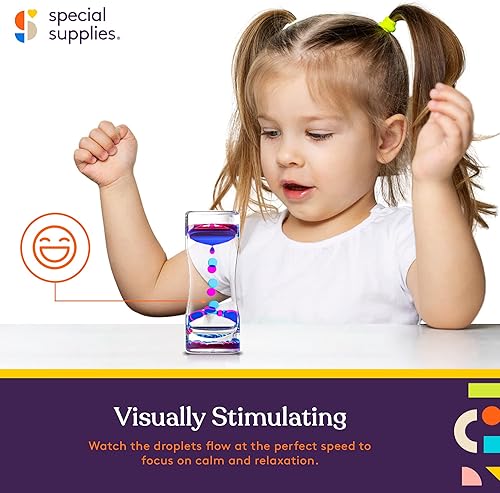Miniatura 7 de Special Supplies Juguete de burbujas de movimiento líquido (paquete de 4) con temporizador de reloj de arena colorido con movimiento de gotas,