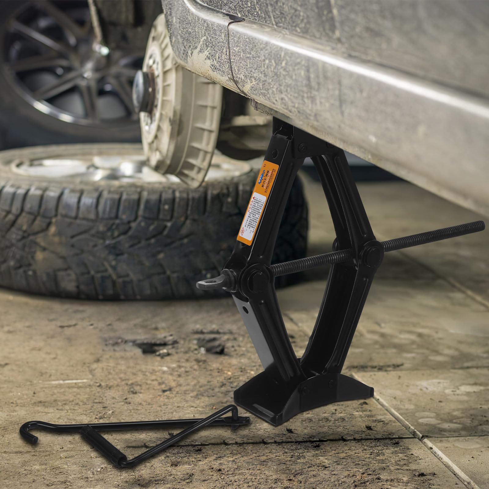TEHAUX Scherenwagenheber 1t aus Eisen für Auto und Reifenwechsel Schwarz