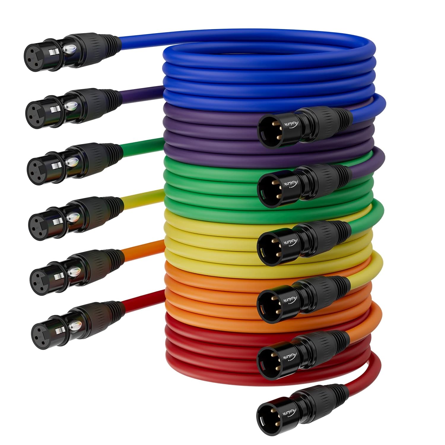 AuxLink XLR Cables 6ft 6 Pack, XLR Microphone Cable Male Female 6 Color