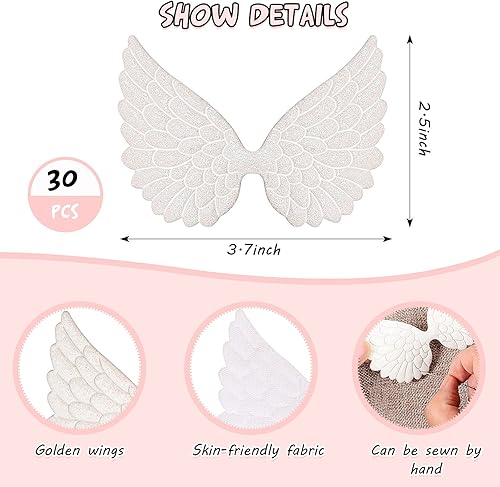 Miniatura 2 de WILLBOND 30 parches de ángel para manualidades, tela estampada dorada, apliques decorativos para coser en apliques decorativos para manualidades,