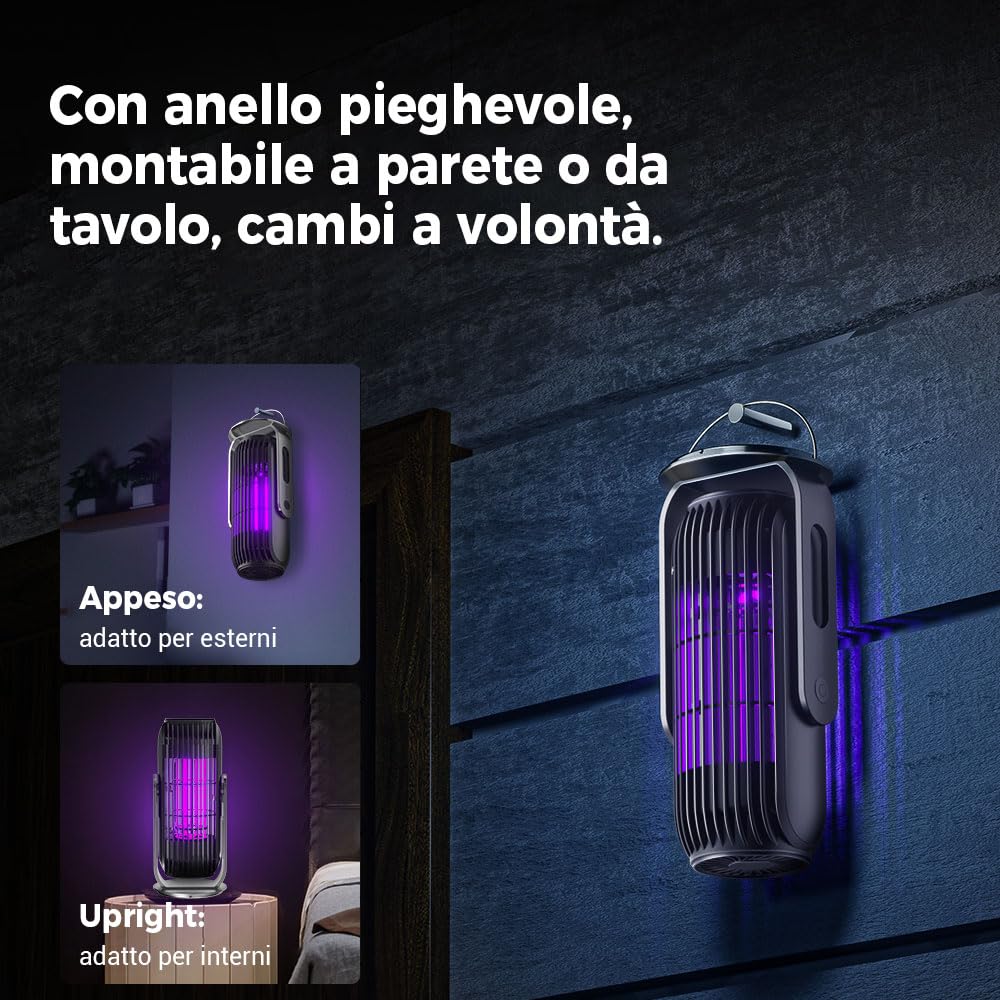 Moderne 3-in-1-Mückenfalle für den Innenbereich, Insektenfalle 2000 V mit Lüfter, 365 nm intensiver UV-Lichtsensor, tötet Motten/Mücken/Fliegen für Terrasse im Freien von Luxusvillen