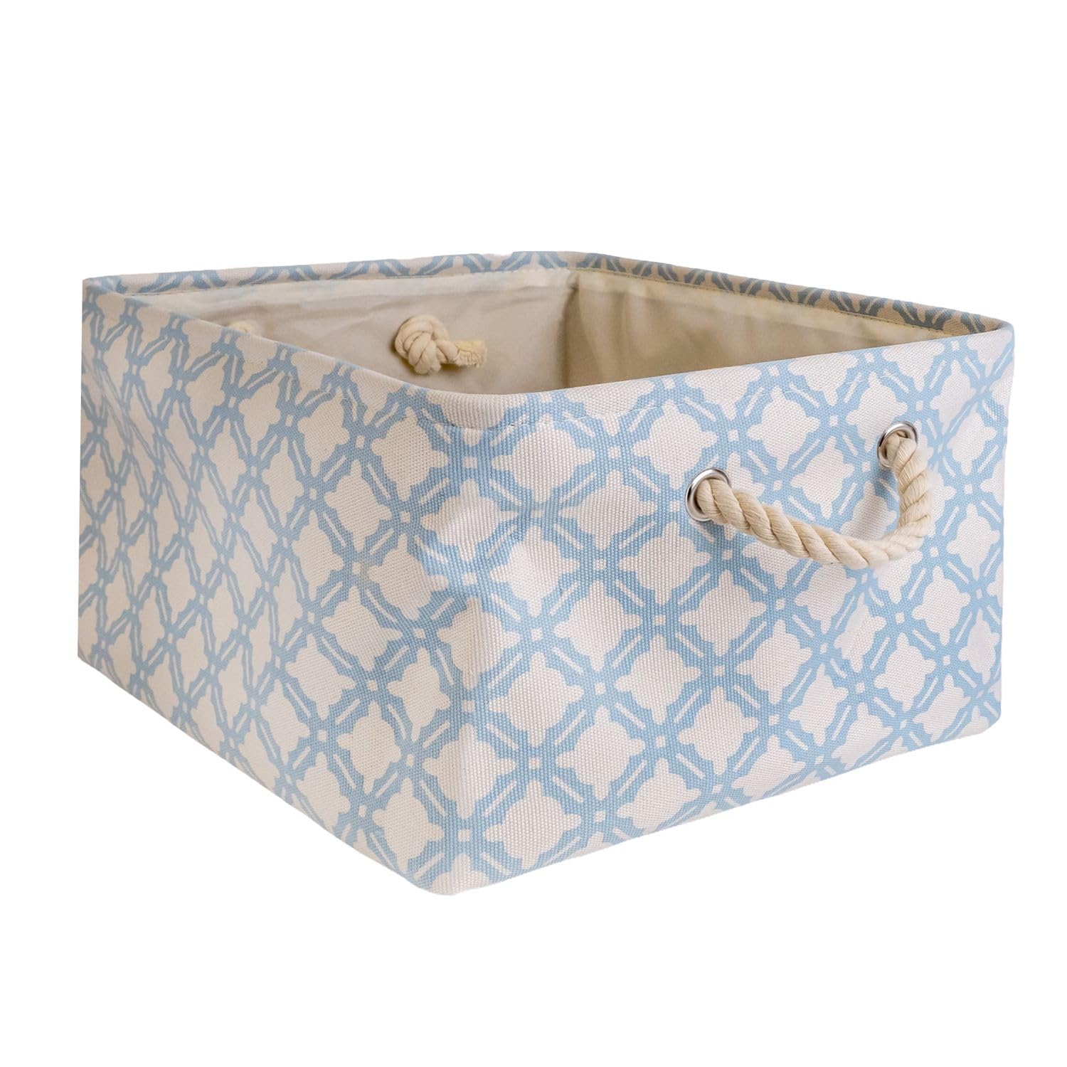 Kosz do przechowywania Intirilife z rączką w kolorze niebieskim z wzorem - 41 x 31,5 x 21 cm- Po złożeniu 41 x 33,5 x 5,5 cm - Praktyczne pudełko do przechowywania na półkach jako dekoracja z pokrywką