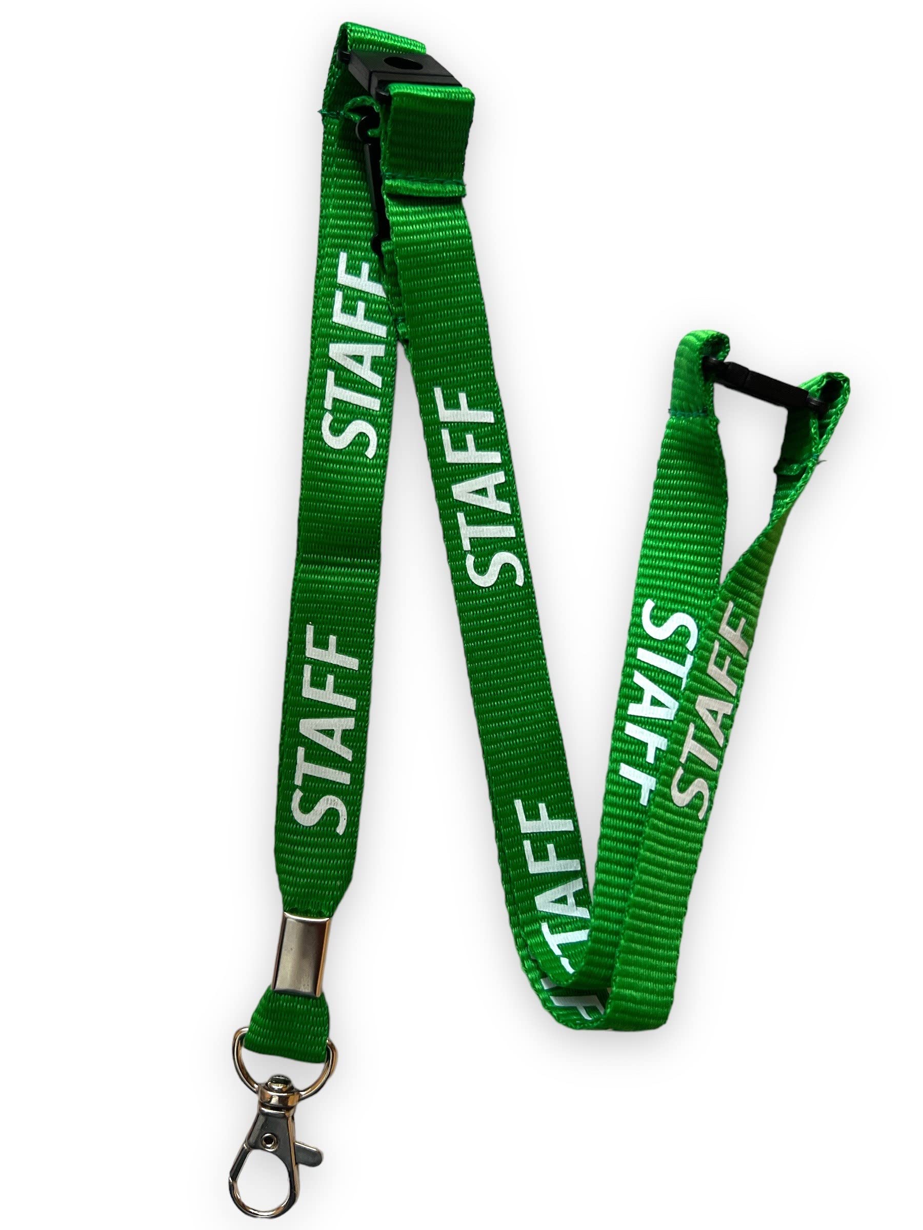 PAC Supplies Global 15mm Colourful STAFF Printed Neck Lanyard With 3 Point (Triple) Safety Breakaway (Green, 5) — image 1