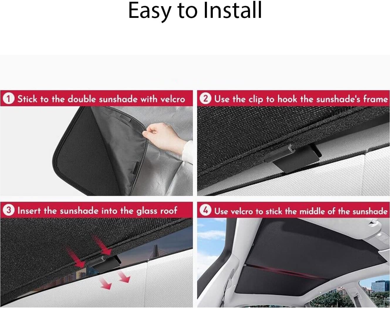 Epicgadget Sunshade for Tesla Model Y (2023, 2022, 2021) - Sunshade Roof Window Insulation UV Rays Protection Front and Rear Top Windows Sun Shade Skylight Reflective Covers (Black)
