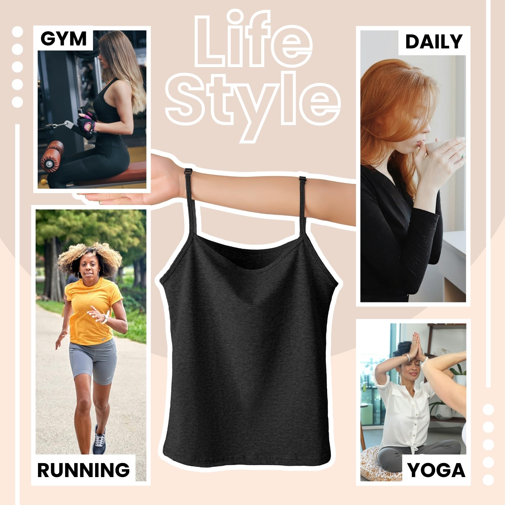 Camiseta de Tirantes Básica de Algodón para Mujer con Tirantes Ajustables sin Mangas Chaleco de Verano Suave y Ligero Ajustado y Casual Disponible en Pack de 3