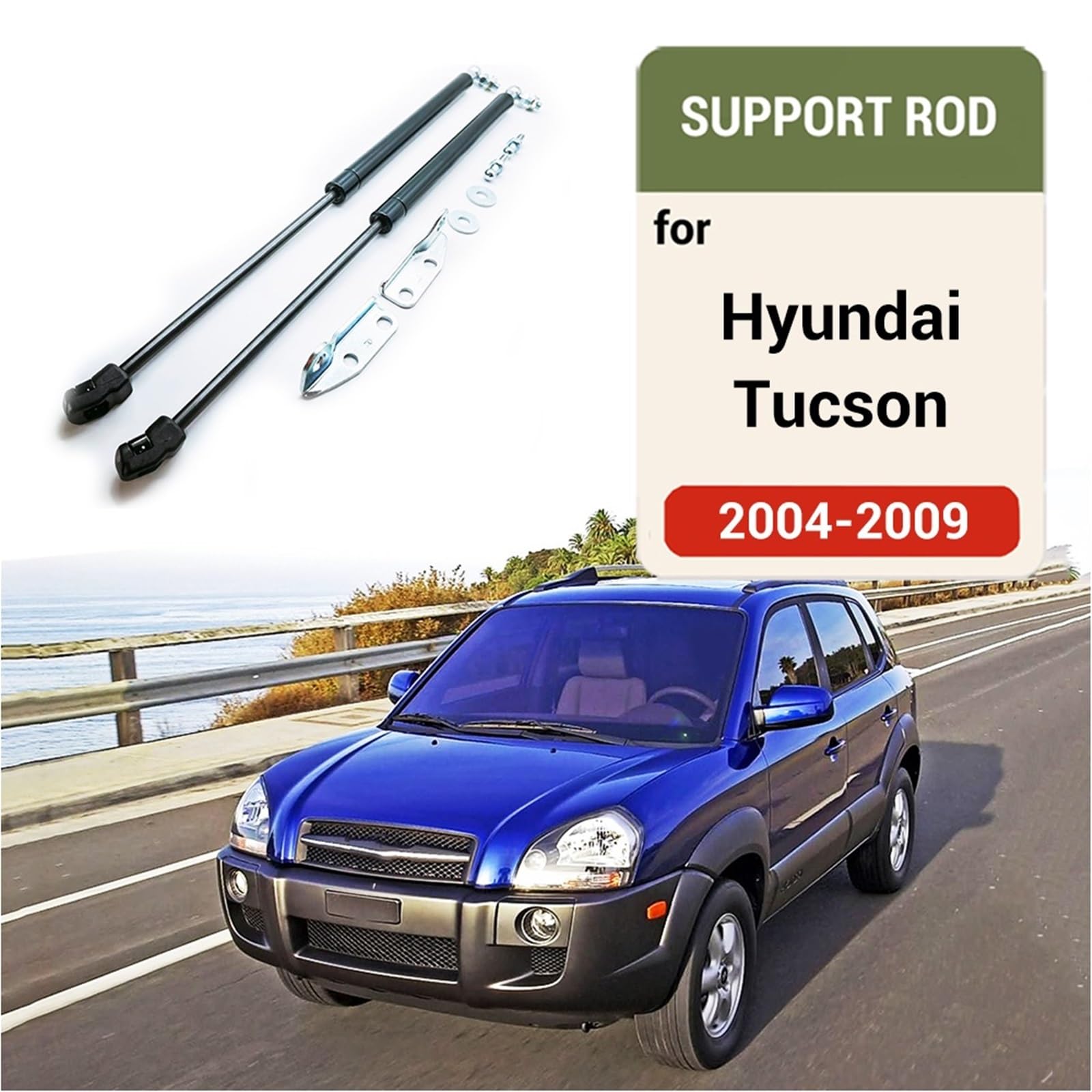 Boot Struts Podpora maski przedniej samochodu, amortyzator gazowy, drążek hydrauliczny, rozpórki, Pasuje do Hyundai Tucson 2004-2009(Carbon blue)