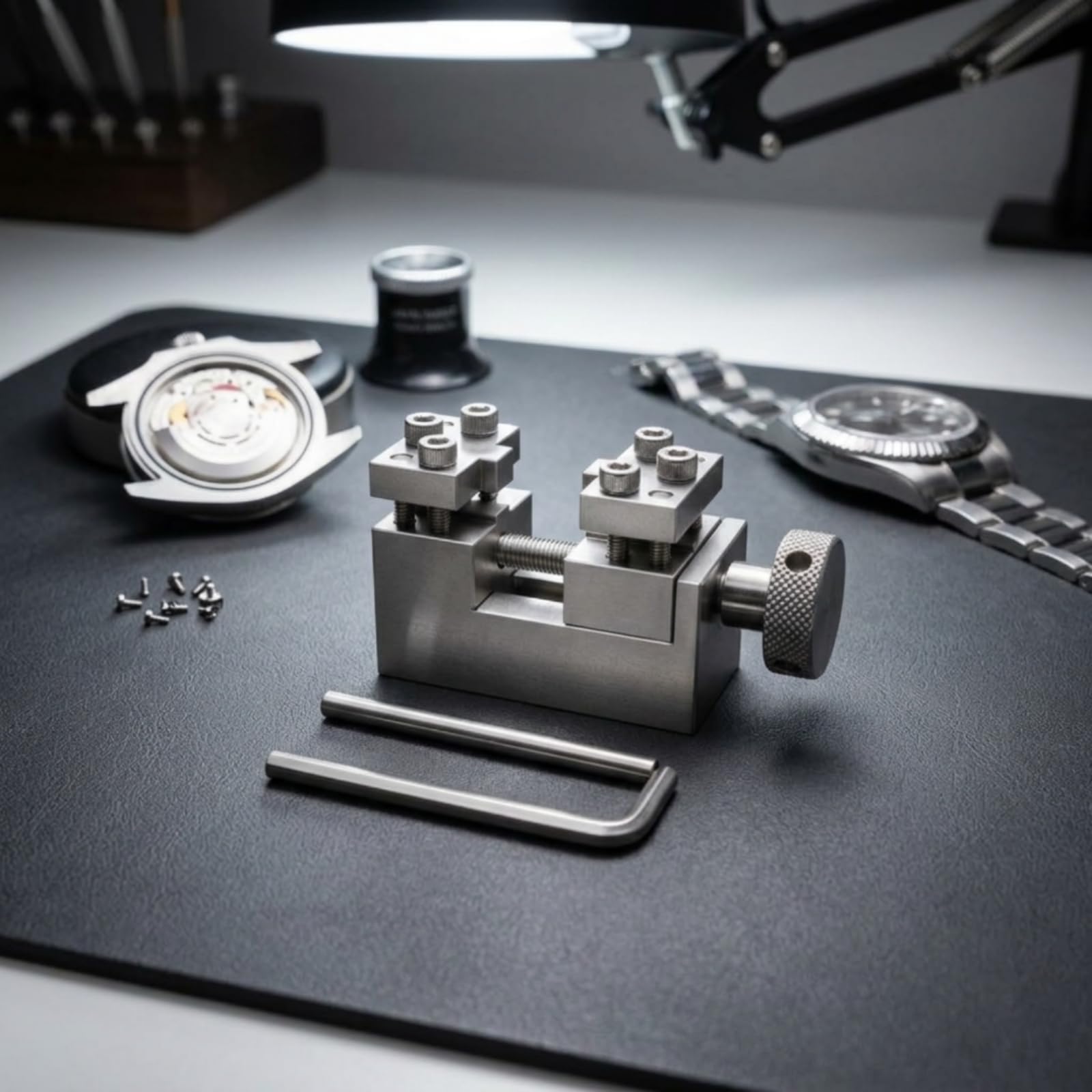 Baoblaze Herramienta Enlaces Correa Reloj Ajustador Extractor Pulsera Metal con Rueda Moleteada para Control Preciso y Posicionamiento Firme con Llave en L