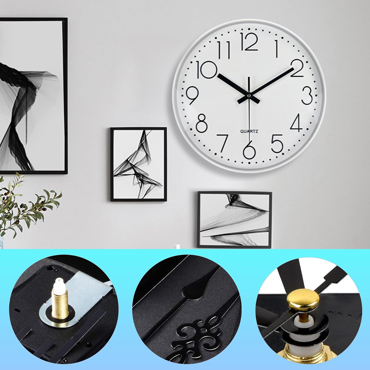 CoguZed 2 Pcs Quartz Clock Mechanism Replacement Kit 5 Sets of Hands DIY Wall Clock Movement Repair Parts for Custom Timepiece Decoration