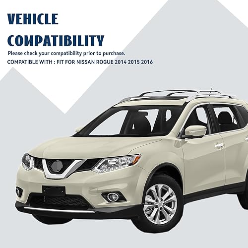 Miniatura 3 de Parachoques delantero negro rejilla ajuste 2014 2015 2016 para N-issan Rogue compatible con malla frontal de aire parrilla de repuesto con detalles