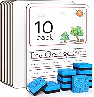 Vista 1 de Scribbledo Paquete de 10 pizarras blancas de doble cara de 9 x 12 pulgadas con forro de historias para niños, tablero de escritura para práctica