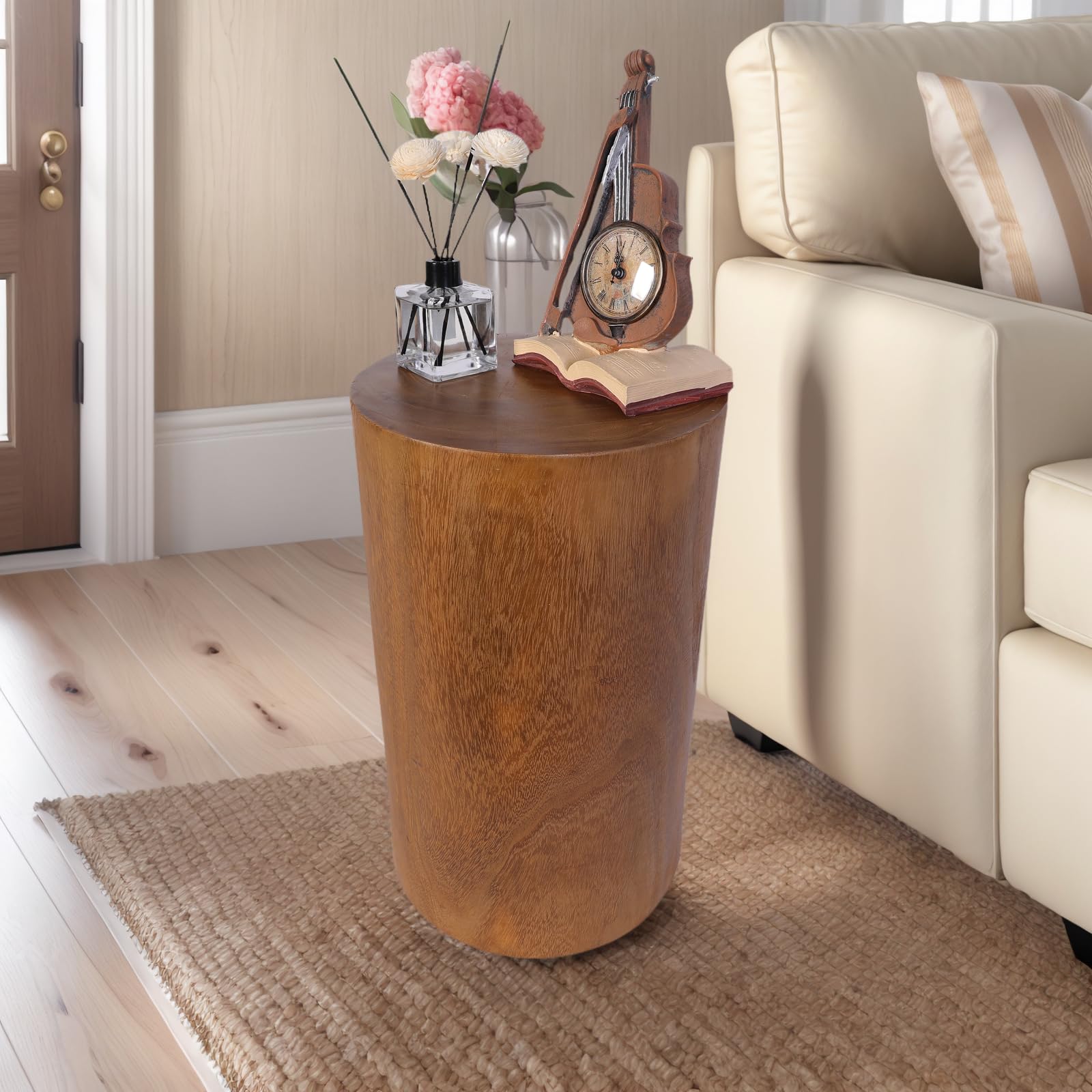 Athaliah Wooden Tree Stump Stool,Decorative Garden Stool Wood Stump Table Round Side Table Wood End Table,Rustic Vintage Table for Living Room Bedroom