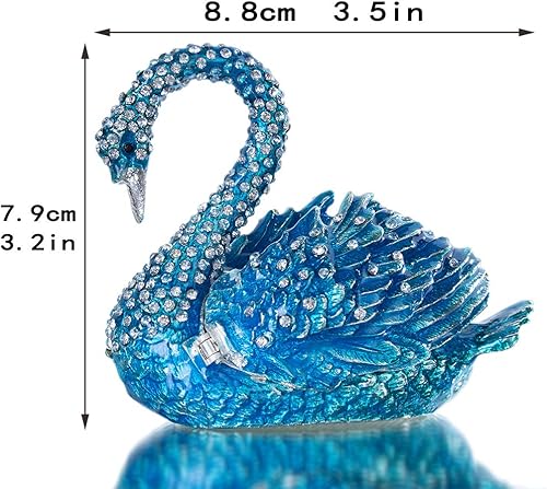 Miniatura 3 de YU FENG Pintado a mano esmaltado cerdo rojo y cisne azul joyería animal caja de baratija
