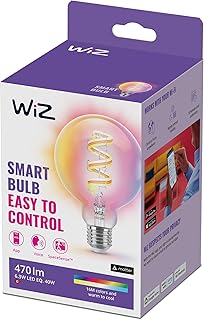 WiZ Tunable White and Colour LED Lamp, G95 Globe, E27, 60 W, Dimmable, Warm to Cool White, 16 Million, Colours, Smart Cont…