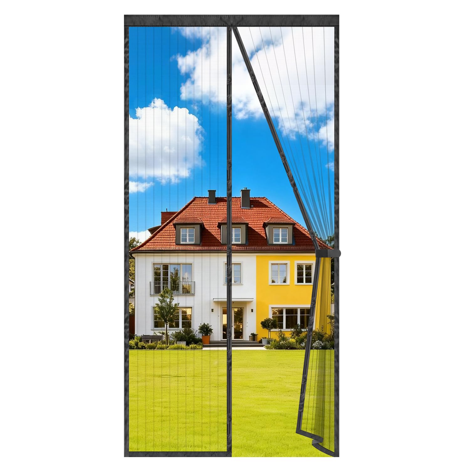 Auxmir Fliegengitter Balkontür Magnet, Insektenschutz Fliegenvorhang 80x220cm, Extra Starke Magnete, Verdickt Magnetvorhang ohne Bohren für Balkontür Wohnzimmer Terrassentür, Schwarz