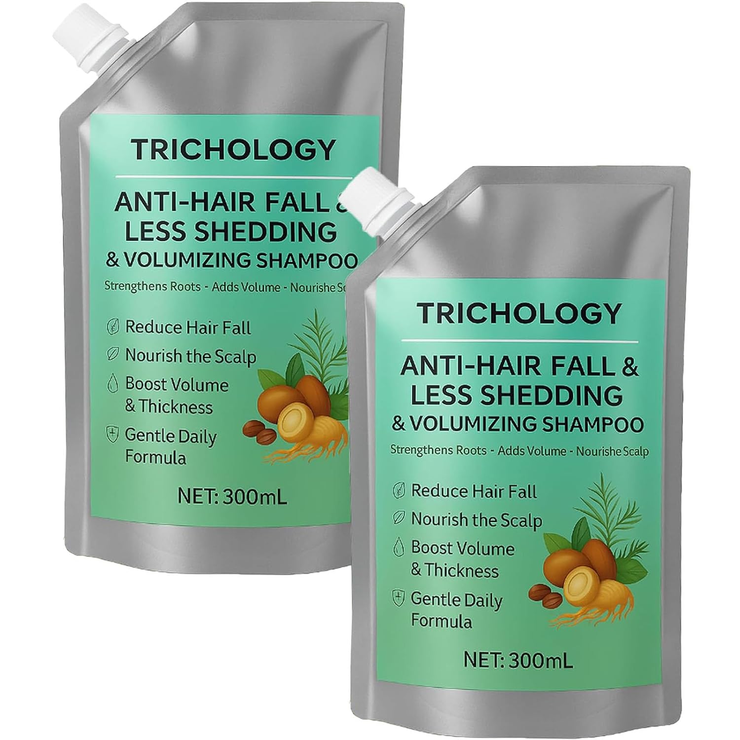 Trichology Shampoo for Hair Loss Less Hair Loss and Voluminous Shampoo - Strengthens the Hair Roots Controls Shampoo Oil and Nourishes the Scalp Adds Thickness and Shine 2 Pieces