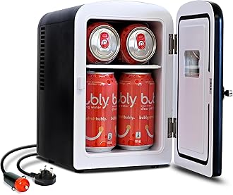Koolatron Mini Fridge - 6 Can Refrigerator for Bedroom Office, Portable Table Top Beverage Cooler, 12V 110V Refrigerador For Drinks, Soda, Wine, Use In Car, Dorm, Outdoor, Patio