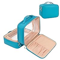 Vista 9 de OCHEAL - Bolsa de maquillaje de viaje, bolsa organizadora de cosméticos portátil, funda para mujeres y niñas, compartimento divisor con cierre