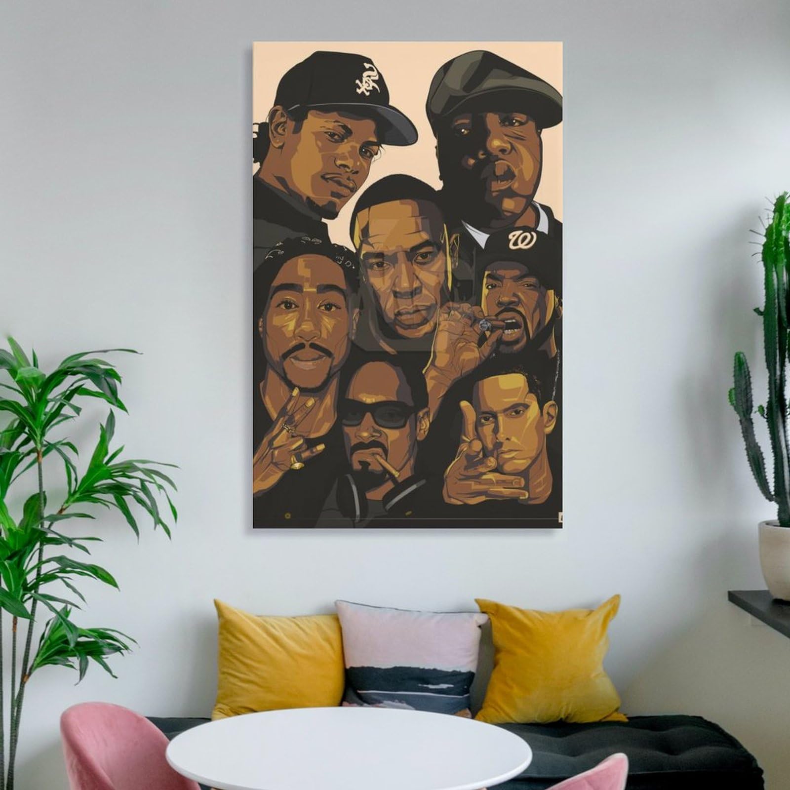 Poster artistico su tela, motivo: cantante rap, hip hop, tutte le stelle, decorazione da parete, poster decorativo moderno, 60 x 90 cm
