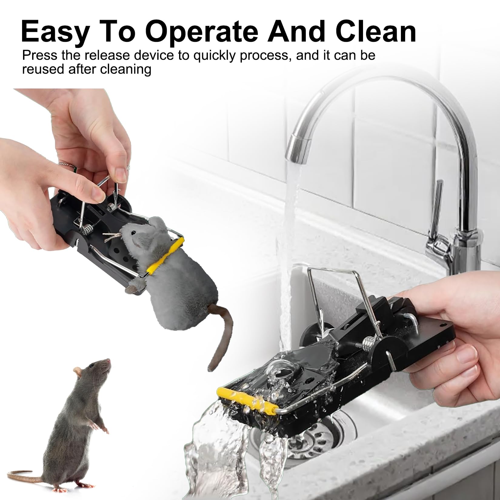 6 Pcs Tapetteà Rat, Tapetteà Souris Rats, Piège à Rats Professionnel, Attrape Souris, Piège à Souris Maison, Attrape Tapettea Réutilisable Sensible pour Cuisines, Jardins, Entrepôts, Caves