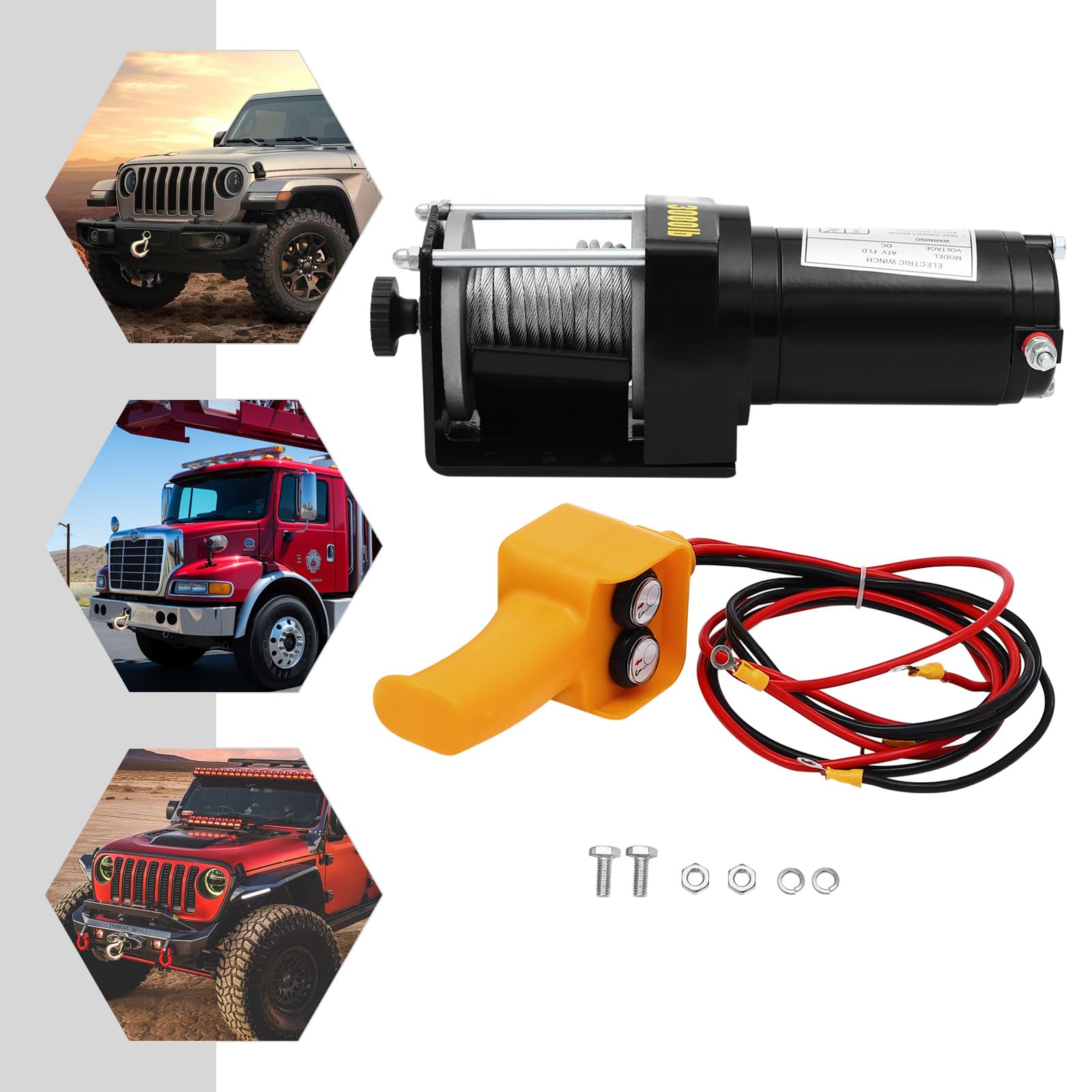 Treuil Électrique 1300 kg Câble 6 m Avec Télécommande Filaire, Treuil De Levage Atelier Garage Bateau Remorque Quad ATV