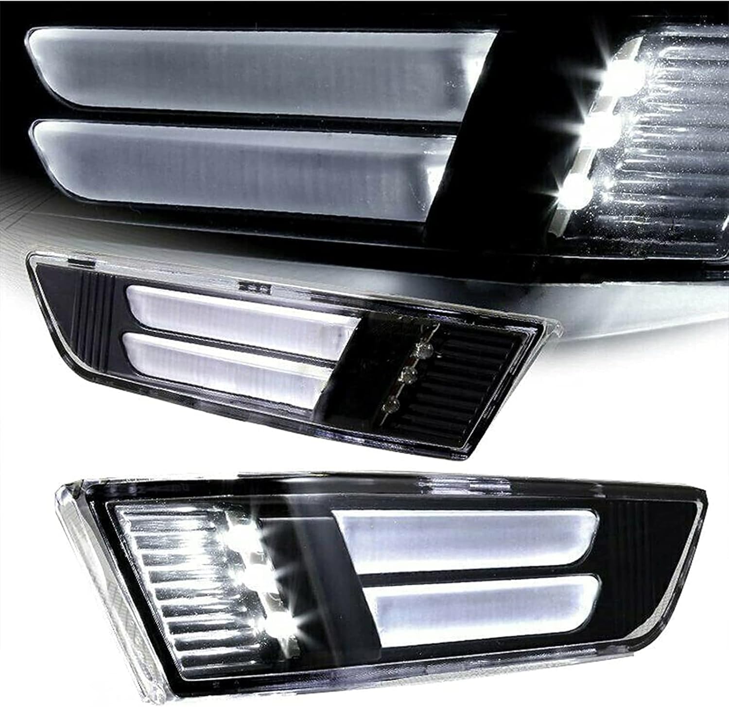 Fits 2003 2004 2005 2006 2007 For INFINITI G35 2 Door Coupe parking turn signal light, Compaire with Smoke Lens White LED Front Bumper Side Marker Parking Light Pair