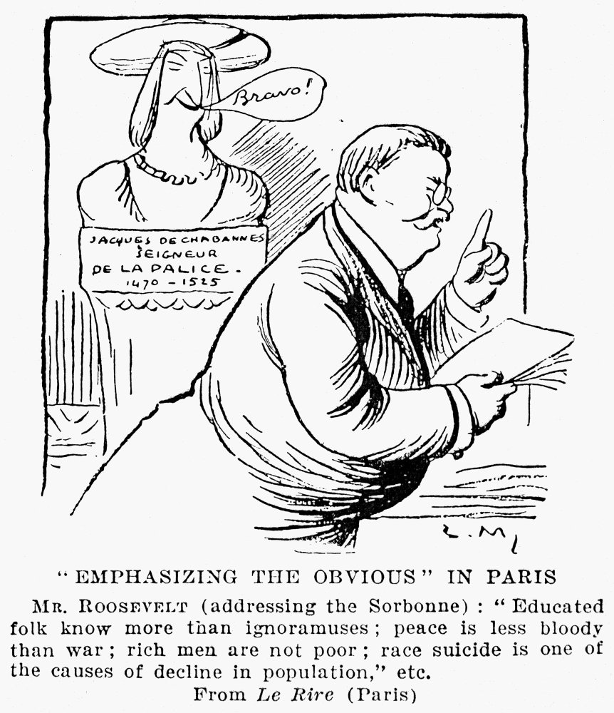 PosterazziT Roosevelt Cartoon 1910 NEmphasizing The Obvious Cartoon 1910 From Le Rire Paris France Commenting On The Ex-President Theodore RooseveltS Speech At The Sorbonne Poster Print by (18 x 24)