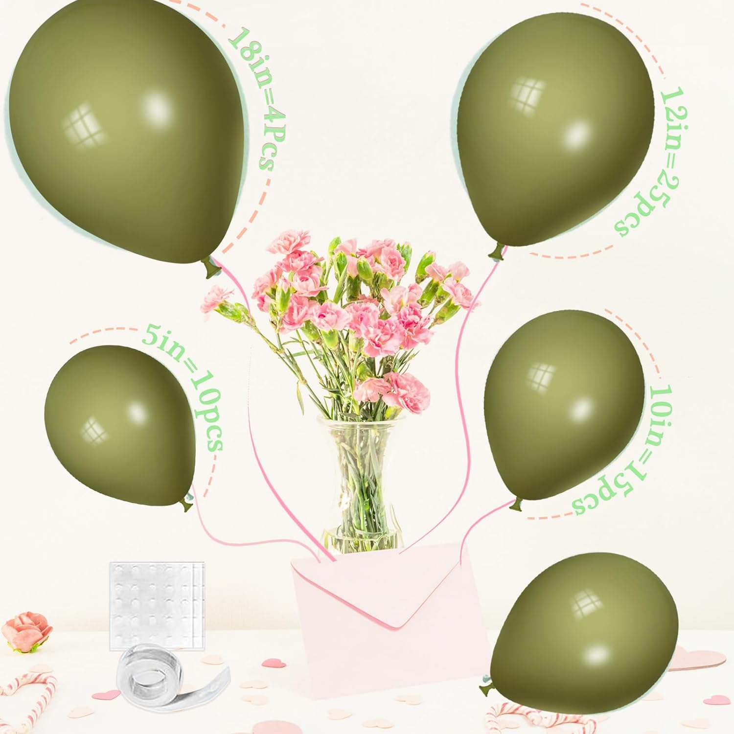 Avocado Green Balloons, Scmdoti Avocado Green Balloons Different Sizes 18 12 10 5 Inches, Greens Balloon Garland Arch for Safari Party Birthday Baby Shower Bridal Shower Spring Decorations