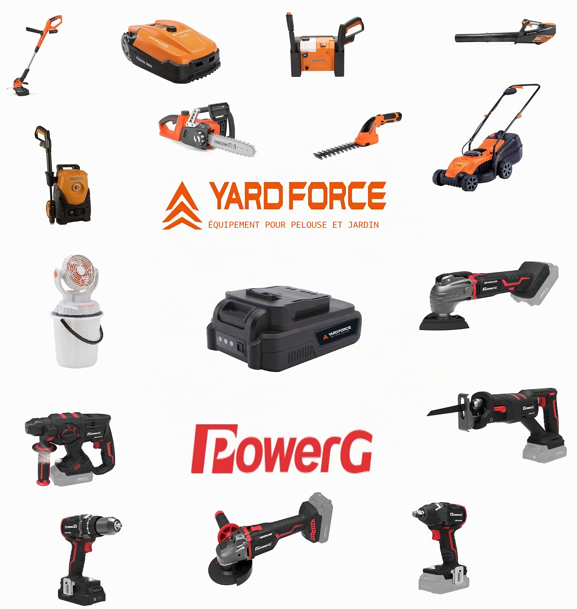 YARD FORCE Coupe-bordure LT C25W - 20 V - Largeur de coupe : 250 mm - Poignée auxiliaire - Angle de coupe réglable - Tige télescopique - Bobine de 1,2 mm x 5 m - Poignée Softgrip - Sans batterie ni