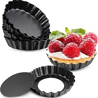 Qniceone 6 Pieces Mini Tart Pan with Removable Bottom