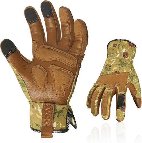 Miniatura 7 de Vgo... 1 par de guantes de jardinería para mujer, cuero de cabra a prueba de espinas, para deshierbe, excavación, rastrillo, poda y plantación,