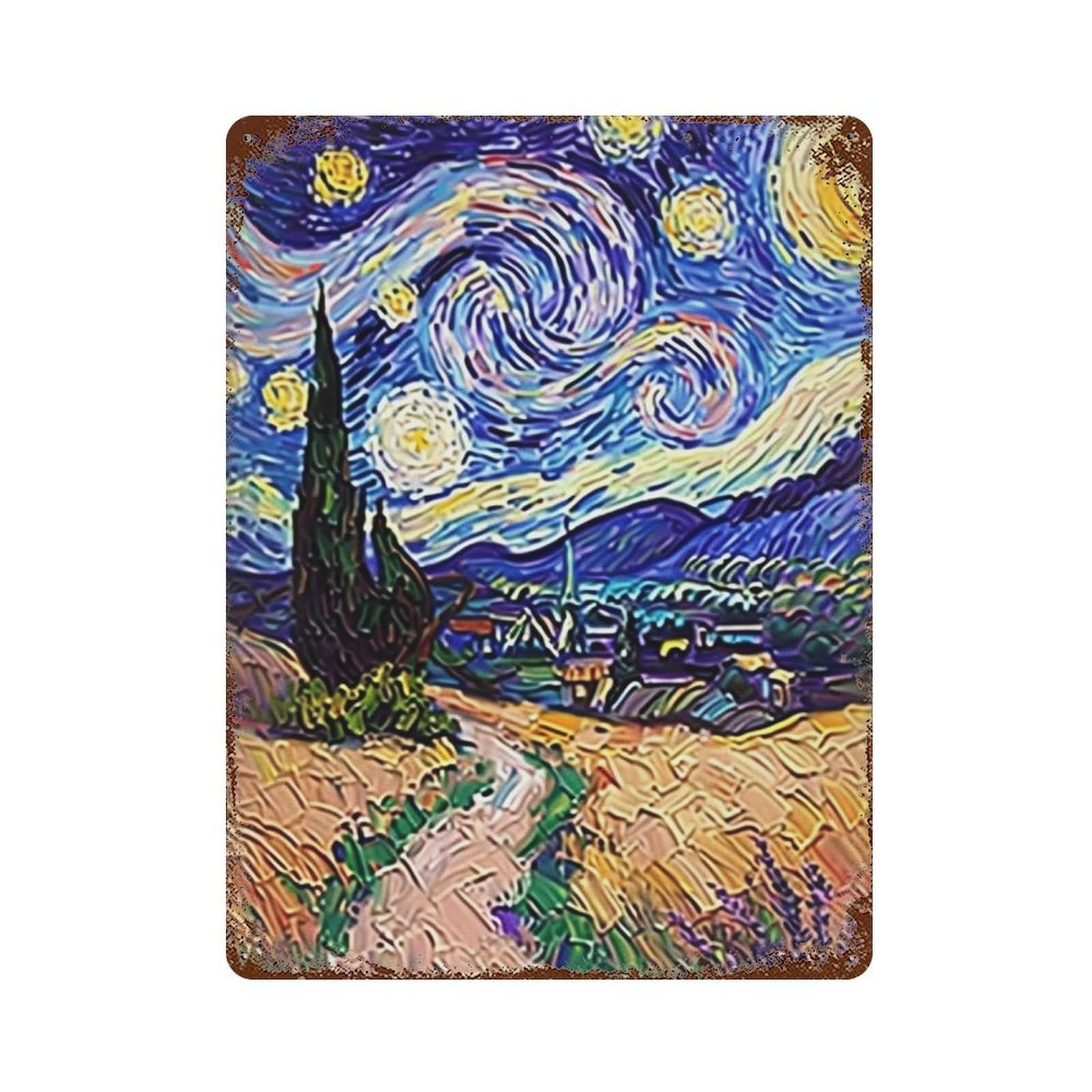 WIHYRTUI Van Gogh Textured Rolling Golden Lavender Rural Vista 01 Wall Retro Iron Metal Tin Sign Vintage Art Poster Modern Home Cofffee Club Art Bar Shop Decor Style 40x30cm