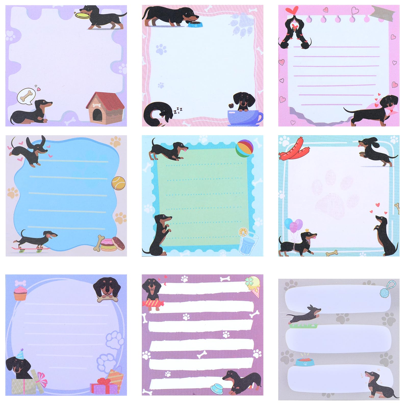 9 Pads Dachshund Sticky Notes