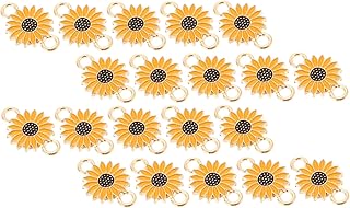 20Pcs Sunflower Connector Charms Enamel Flower Pendant Charms Daisy Shaped Jewelry Links Charms Flower Bead for DIY Jewelry Making Accessories