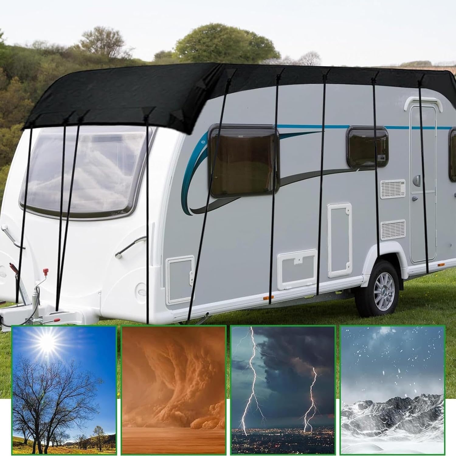 Travel Trailer Cover 210D Oxford Cloth Rv Cover Foldable Storage, Easy to Clean Pop up Camper Cover Camper Cover,Silver-16.4 * 9.8ft