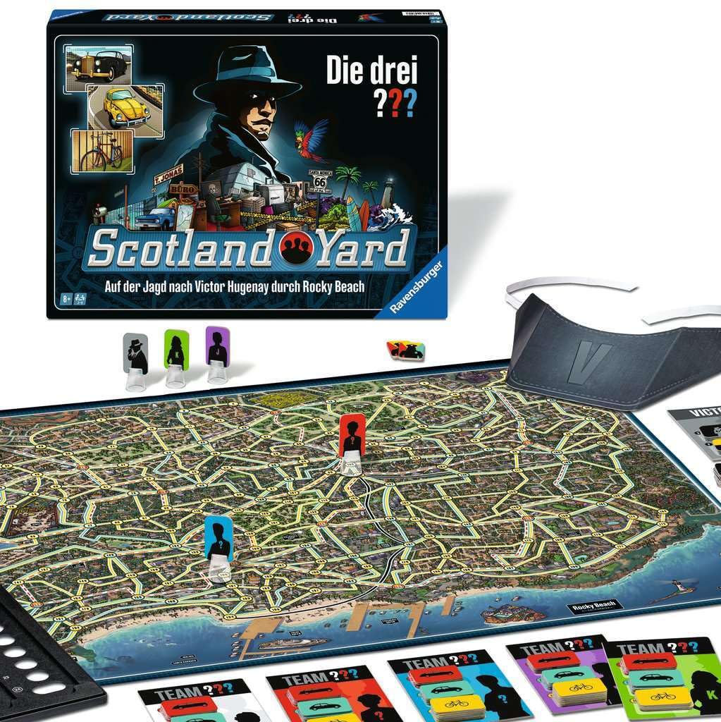Ravensburger 24741 - I tre??? Scotland Yard - Il classico gioco per 2-6 persone dagli 8 anni in su con i detective di culto Justus Jonas, Peter Shaw e Bob Andrews