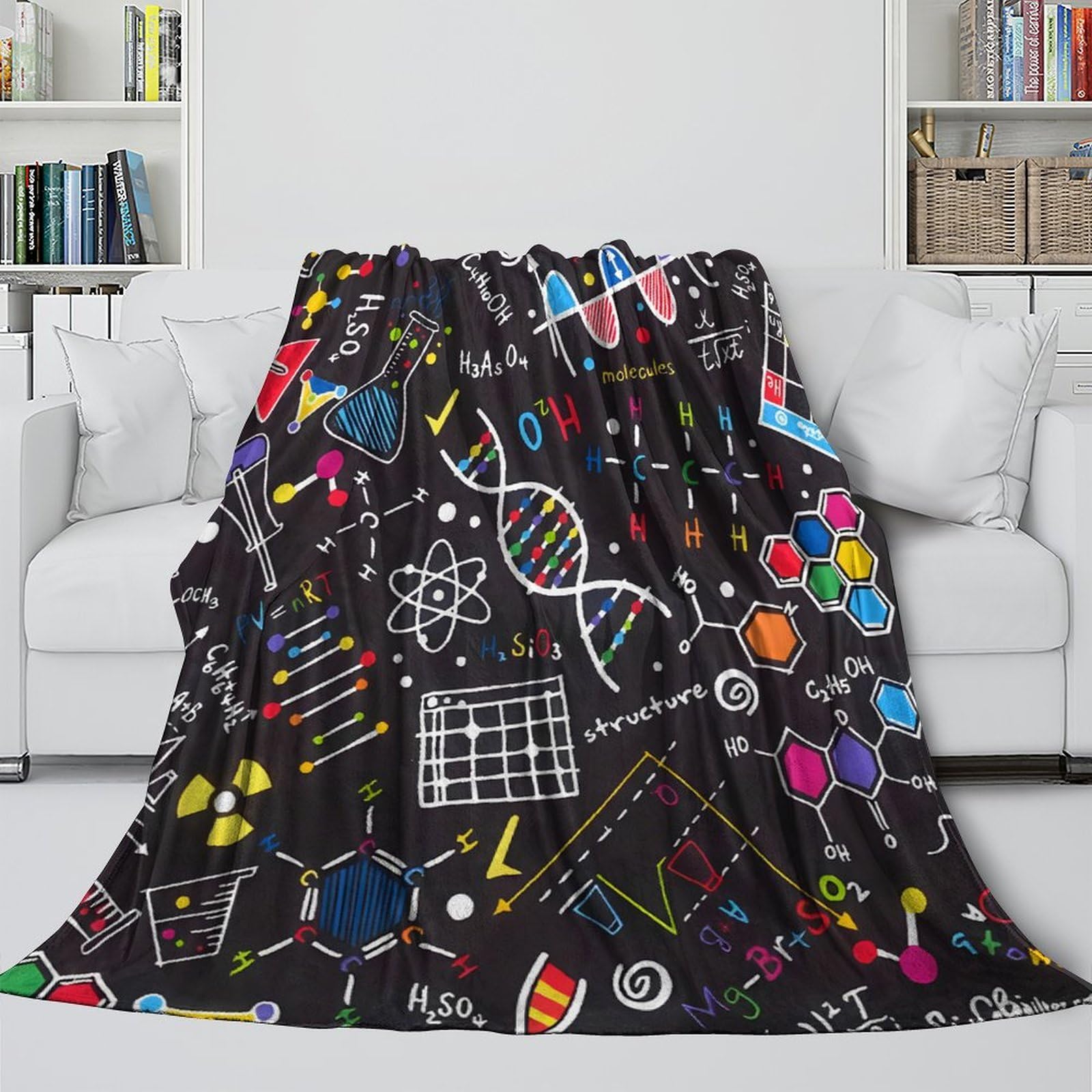 Coperta 3D Stampa Formula Scientifica Microfibra Arredo Casa Plaid Matematica Chimica per Divano Letto Adulti Giovani 80×90(200x230cm)