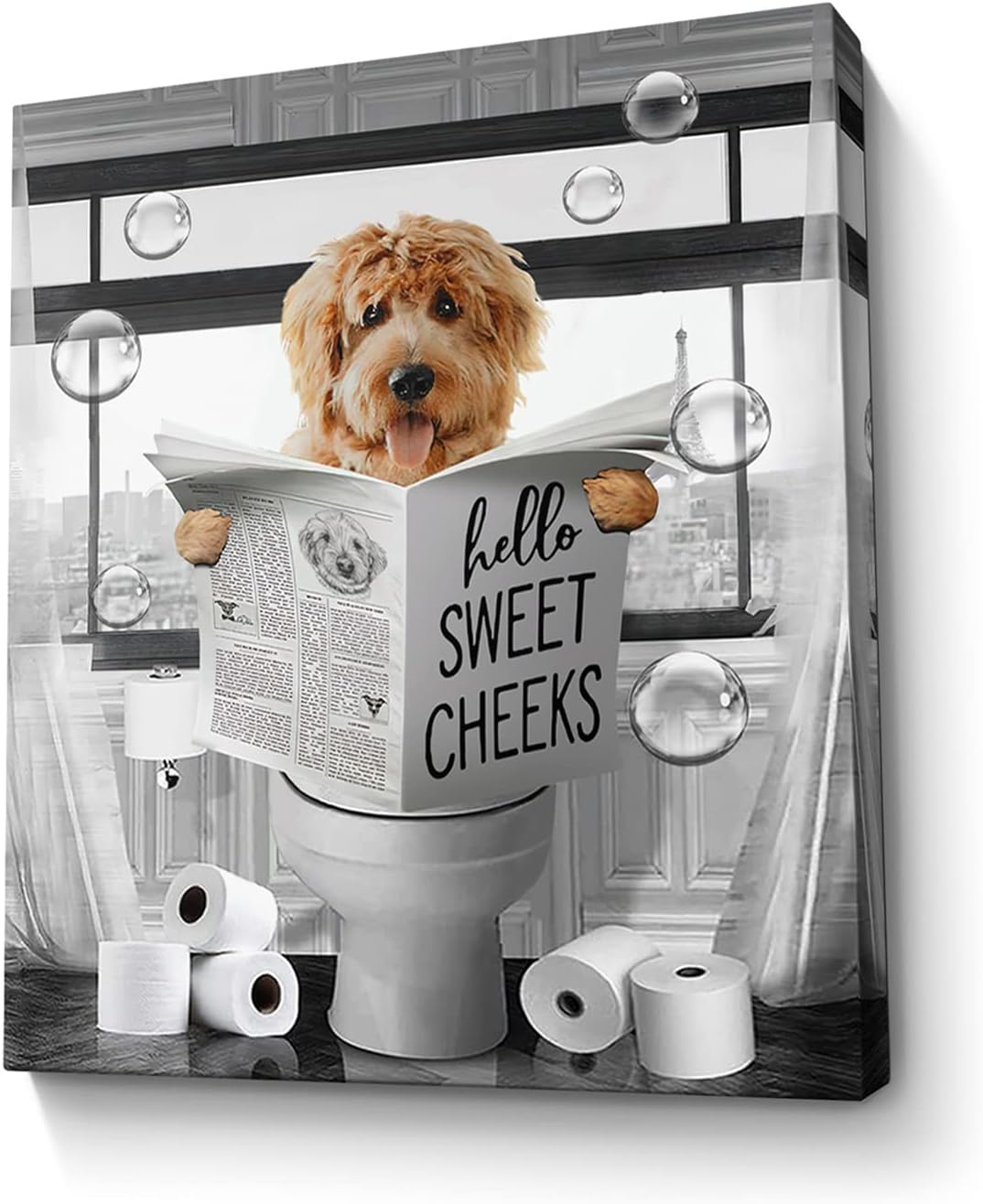 Amazon.com: Parylore Funny Dog Wall Art Black and White Dog Bathroom ...