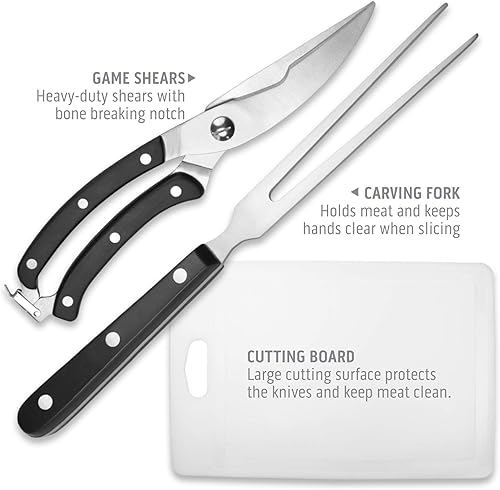 Miniatura 6 de Outdoor Edge Procesador de juegos, PR-1, kit completo de cuchillos de caza de 12 piezas para procesar juegos grandes, cuchillas afiladas de acero